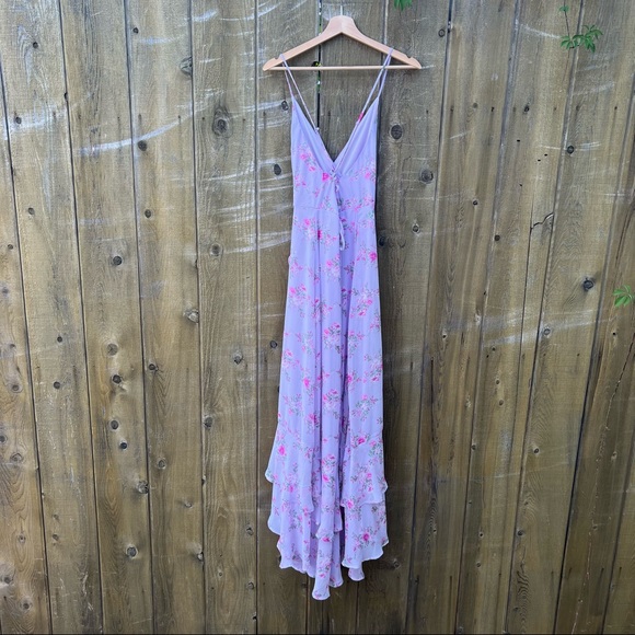 Lavender Floral Lace-Up Back High-Low Maxi Dress 🌿 - Picture 8 of 12